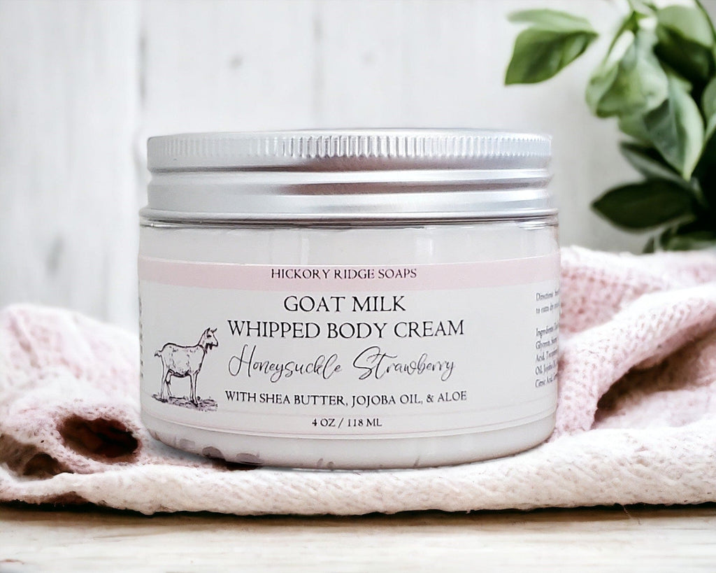 Honeysuckle Strawberry Goat Milk Whipped Body Cream cream lotion Hickory Ridge Soap Co.   