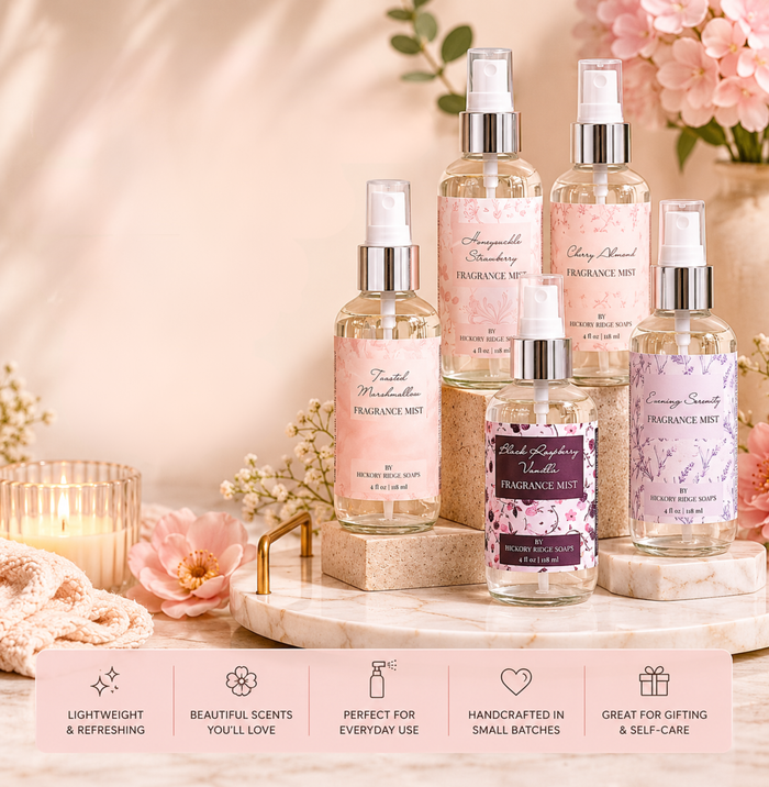 A model spraying some fragrance mist.