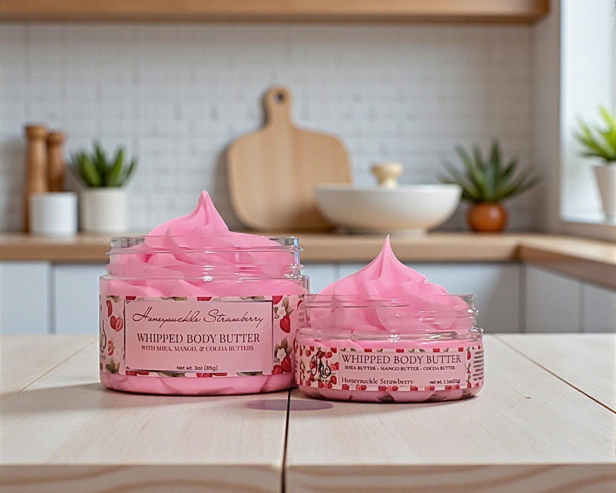 Honeysuckle Strawberry Whipped Body Butter Cream | Triple Butter Blend