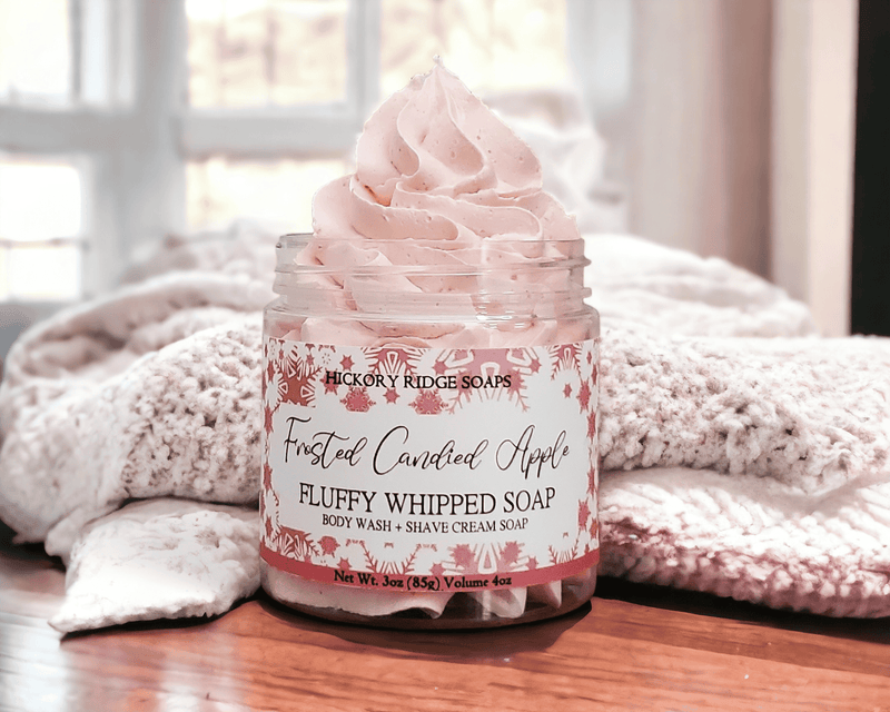 Frosted Candied Apple Fluffy Whipped Soap Body Wash Hickory Ridge Soap Co. 3oz  