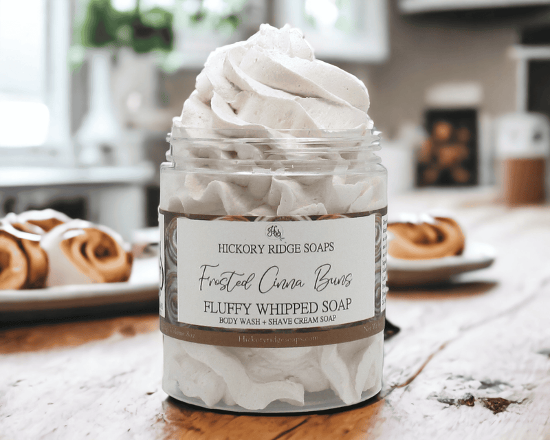 Frosted Cinna Buns Fluffy Whipped Soap Whipped Soap Hickory Ridge Soap Co. 8oz Jar  