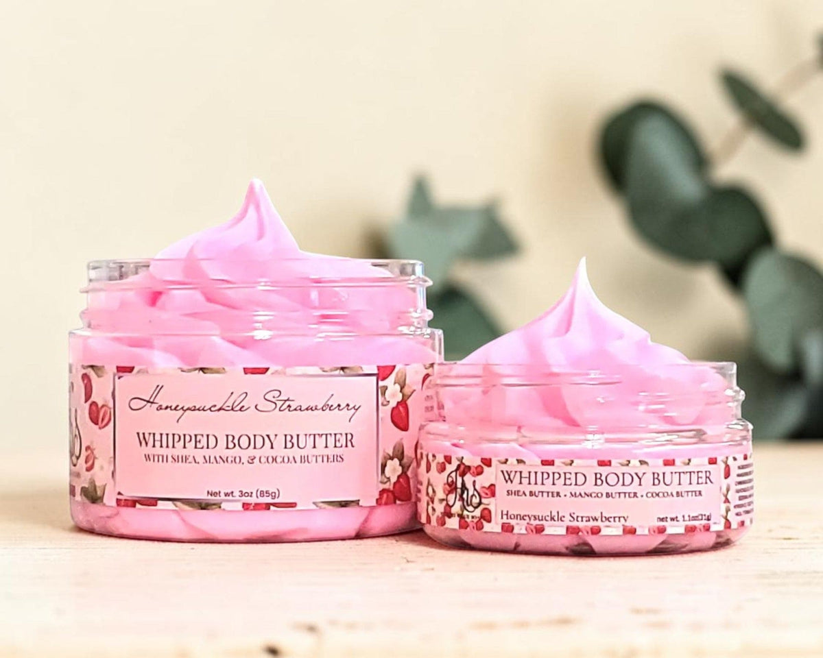 Honeysuckle Strawberry Whipped Body Butter Cream | Triple Butter Blend