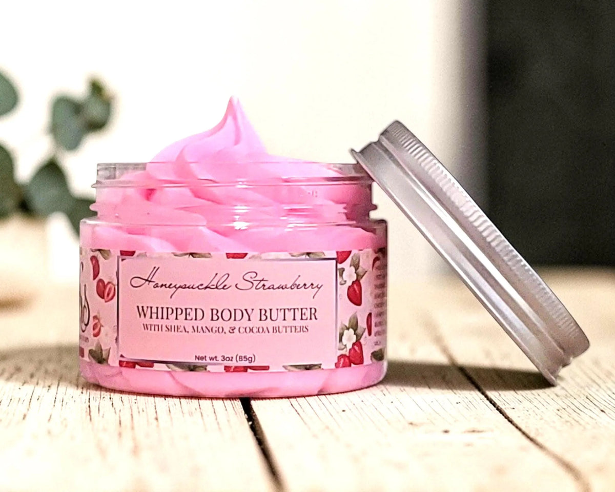 Honeysuckle Strawberry Whipped Body Butter Cream | Triple Butter Blend