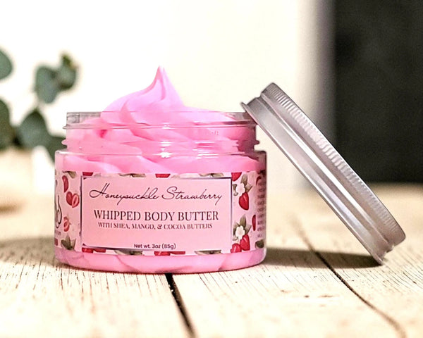 Honeysuckle Strawberry Whipped Body Butter Cream | Triple Butter Blend