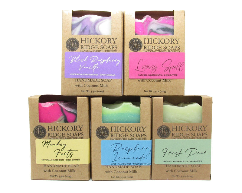 5 Handmade Soap Bars Bundle - Fruity Collection Soap Hickory Ridge Soap Co.   